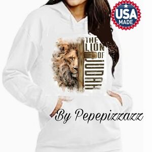 NWT LION OF JUDAH HANDMADE Hoodie sweatshirt by pepepizzazz USA